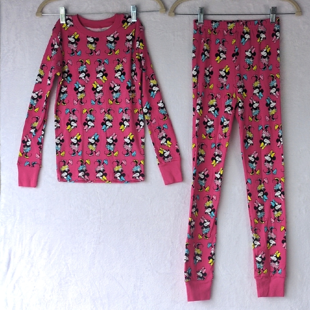 Disney Girl's Pink Minnie Mouse Print Pajamas Size L 10‎